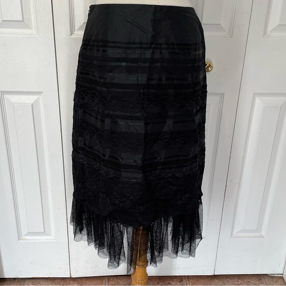 Vintage Express 100% Silk, Lace and tulle Midi Black Skirt - Picture 3 of 13